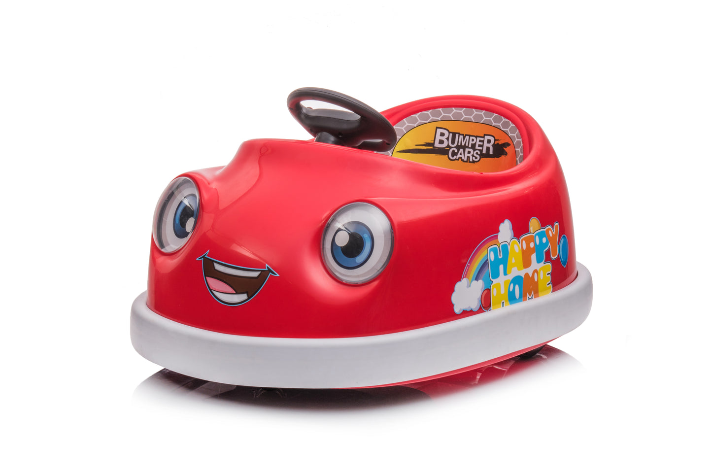 Bumper Car for Kids, 12v Dual Drive 1-6 Years Old Children's Electric Car with Pushrod Dinner Plate USB BT Music Rocking Horse Mode Anti-Collision Bumper Ride on Car u
