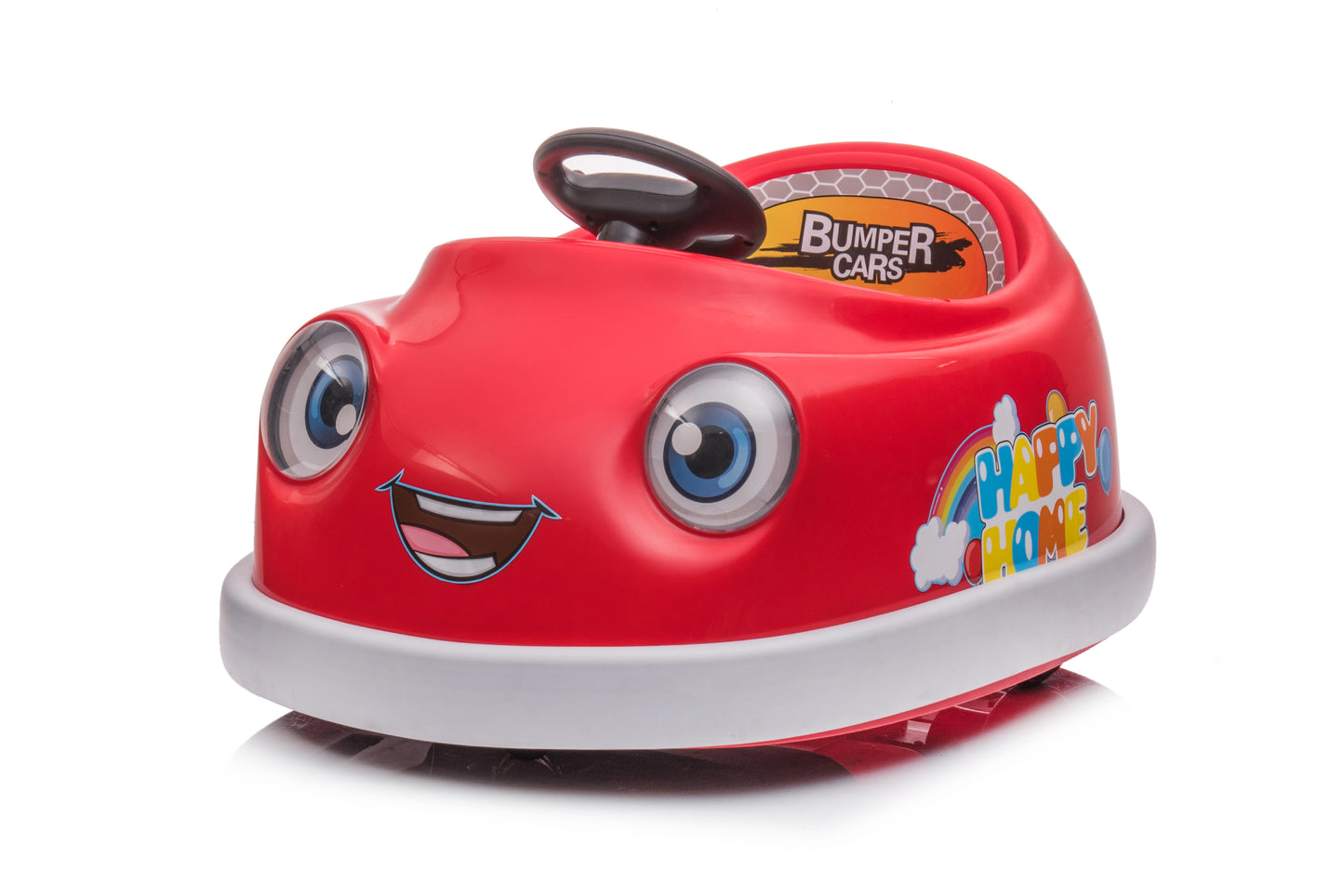 Bumper Car for Kids, 12v Dual Drive 1-6 Years Old Children's Electric Car with Pushrod Dinner Plate USB BT Music Rocking Horse Mode Anti-Collision Bumper Ride on Car u