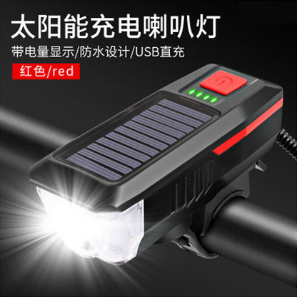 Solar Bicycle Light Car Headlight Charging Night Mountain Bike Flashlight Bicycle Accessories Warning Riding Equipment