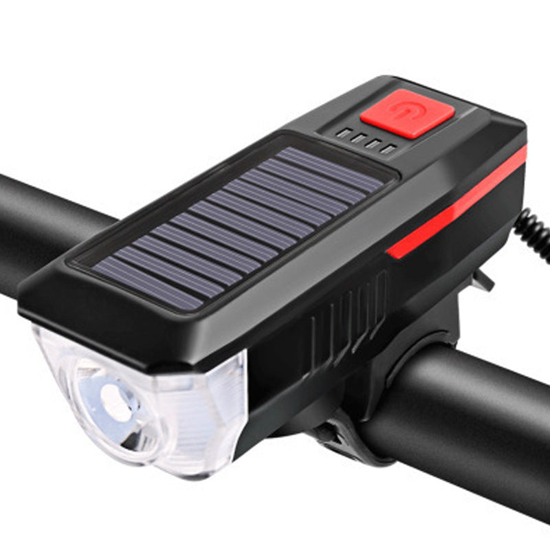 Solar Bicycle Light Car Headlight Charging Night Mountain Bike Flashlight Bicycle Accessories Warning Riding Equipment