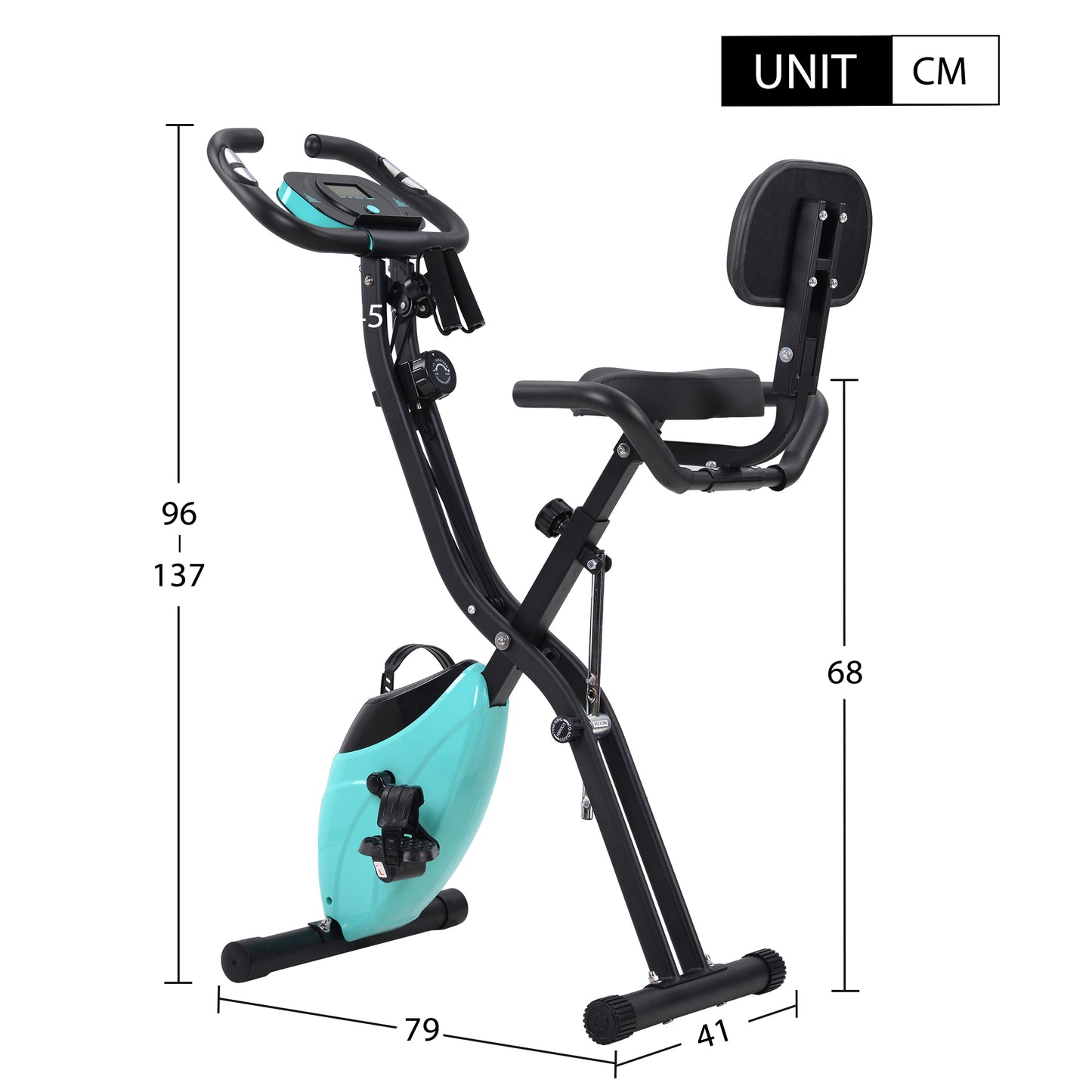 X-Bike, magnetische faltbares Fitnessfahrrad, Heimtrainer für Cardio Workout Indoor Cycling mit Traningscomputur und Expanderbänder us