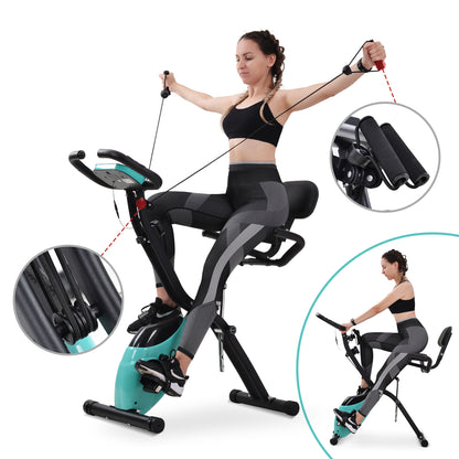 X-Bike, magnetische faltbares Fitnessfahrrad, Heimtrainer für Cardio Workout Indoor Cycling mit Traningscomputur und Expanderbänder us