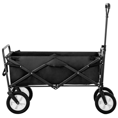 Zusammenklappbarer Station Wagon Outdoor All Terrain Trolley, Faltbarer Bollerwagen Handwagen Gartenwagen, Getränkehalter aus Mesh, verstellbare Griffe, Stofftasche, 360°-Rotation des Vorderrads