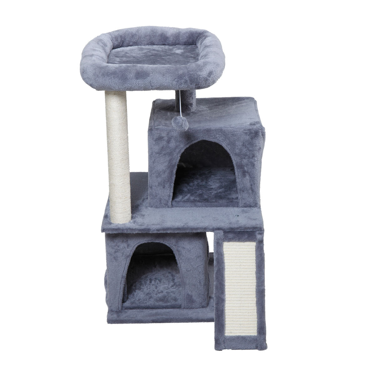 Double-layer cat Tree with cat house and ladder - light gray us up