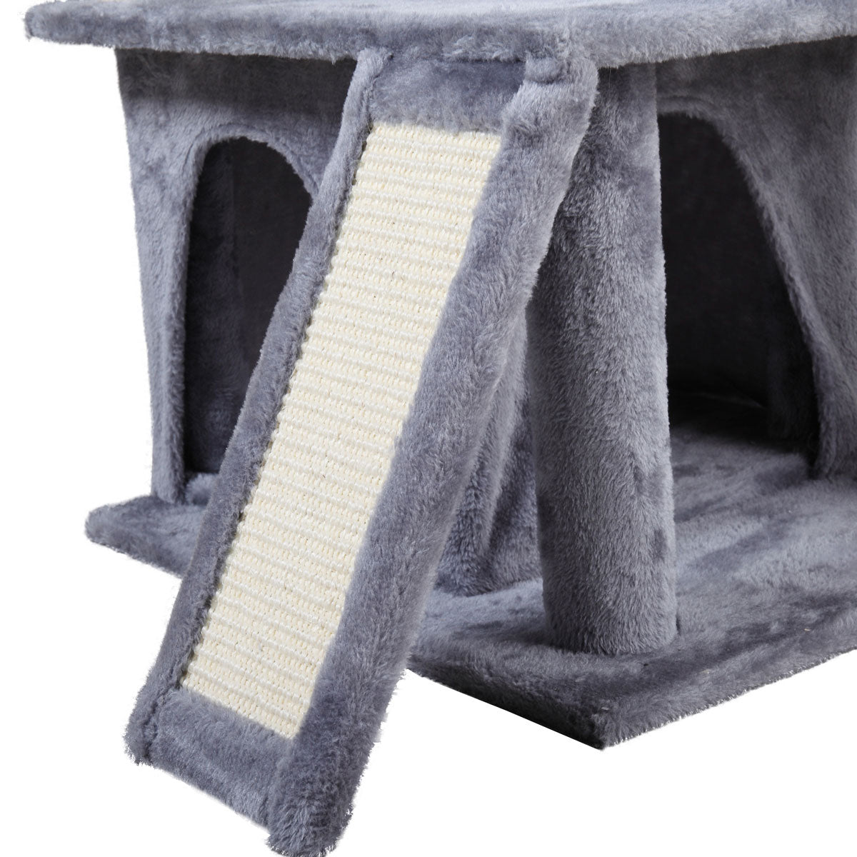 Double-layer cat Tree with cat house and ladder - light gray us up